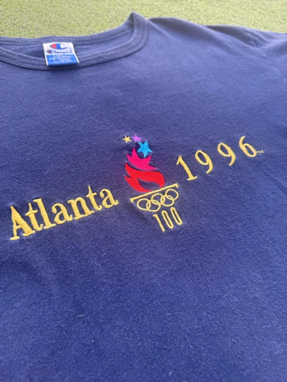 VINTAGE 90s CHAMPION SPELLOUT STITCHED 1996 ATLANTA OLYMPICS MENS TEE - Picture 2 of 9